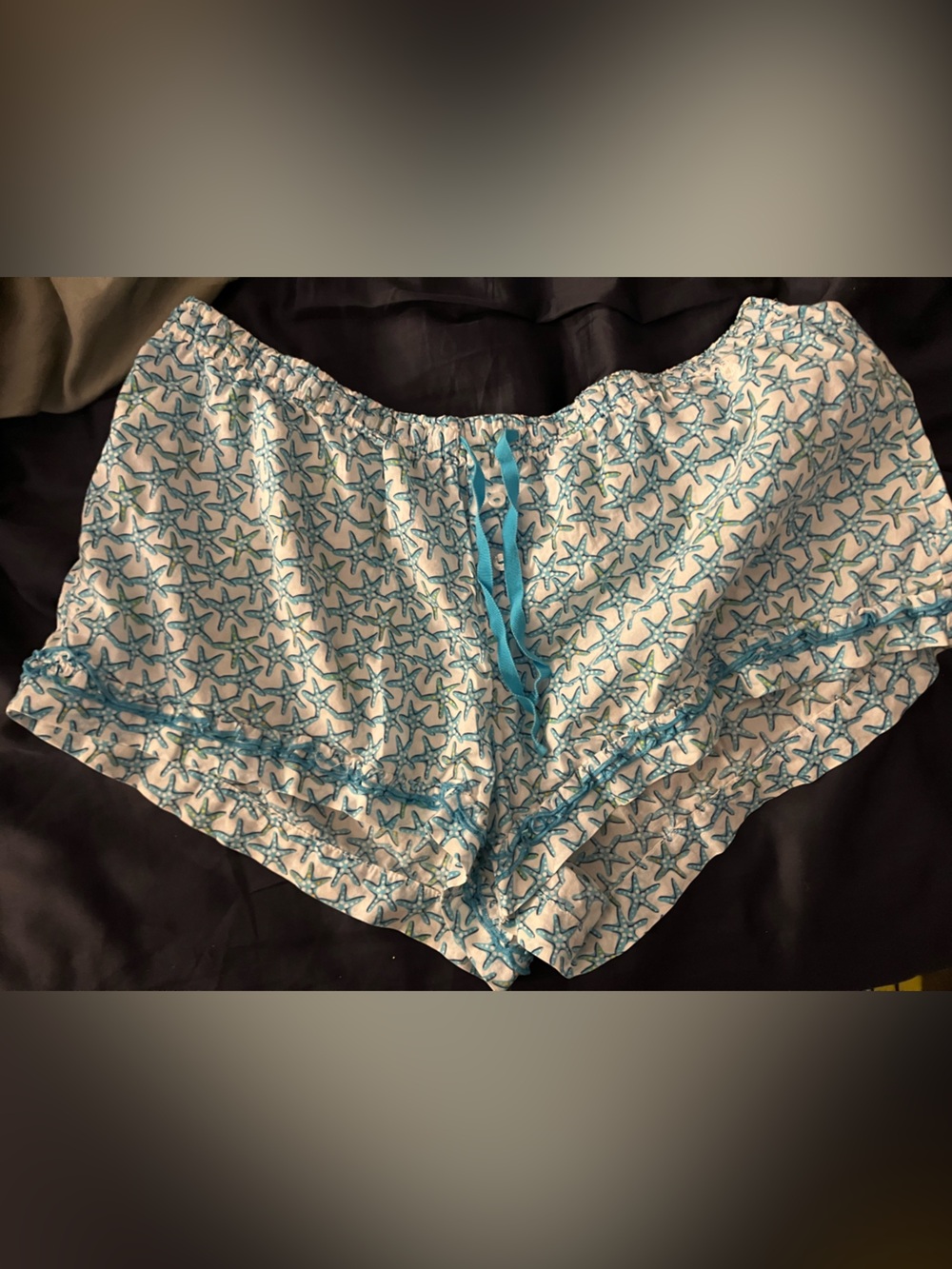 Victoria’s Secret Women’s White & Teal Starfish Print Sleep Shorts